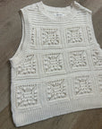 Lucky Brand 100% Cotton Cream Crochet Bobble Knit Sweater Tank Top