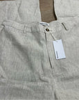 Reformation 100% Linen Freddie Straight Leg Trouser Pant in Oatmeal
