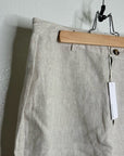 Reformation 100% Linen Freddie Straight Leg Trouser Pant in Oatmeal