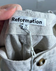 Reformation 100% Linen Freddie Straight Leg Trouser Pant in Oatmeal