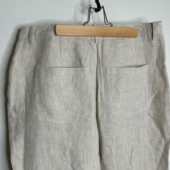Reformation 100% Linen Freddie Straight Leg Trouser Pant in Oatmeal