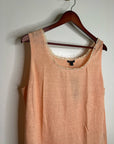 NWT Lafayette 148 100% Linen Salmon Pink Knit Textured Lace Tank Top