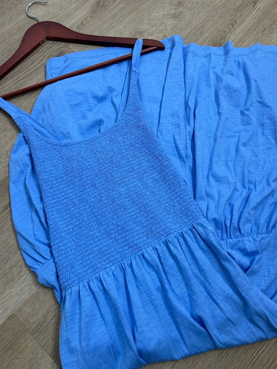 Nation LTD Nation LA 100% Cotton Penelope Smocked Midi Dress in Blue Laguna - Cotton