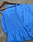 Nation LA 100% Cotton Penelope Smocked Midi Dress in Blue Laguna