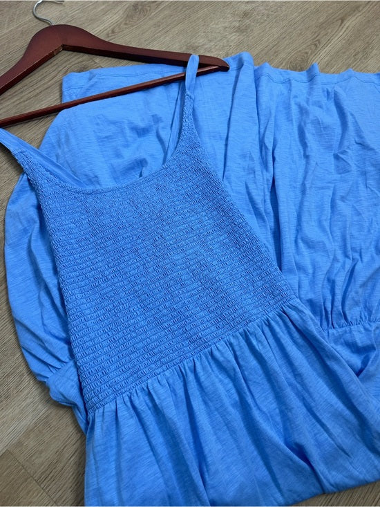 Nation LTD Nation LA 100% Cotton Penelope Smocked Midi Dress in Blue Laguna - Cotton
