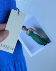 Nation LA 100% Cotton Penelope Smocked Midi Dress in Blue Laguna
