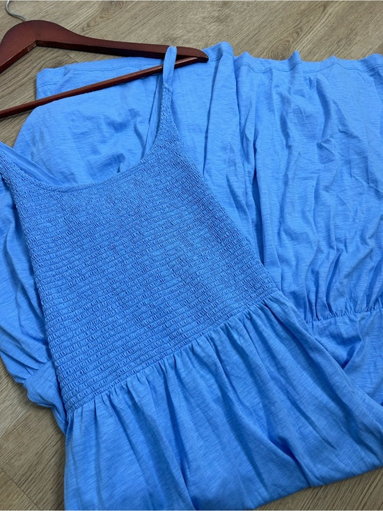 Nation LTD Nation LA 100% Cotton Penelope Smocked Midi Dress in Blue Laguna - Cotton
