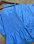 Nation LA 100% Cotton Penelope Smocked Midi Dress in Blue Laguna