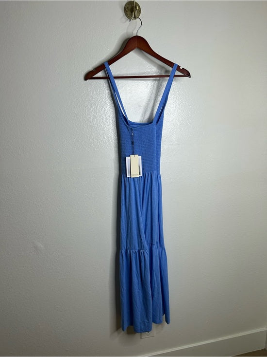 Nation LA 100% Cotton Penelope Smocked Midi Dress in Blue Laguna