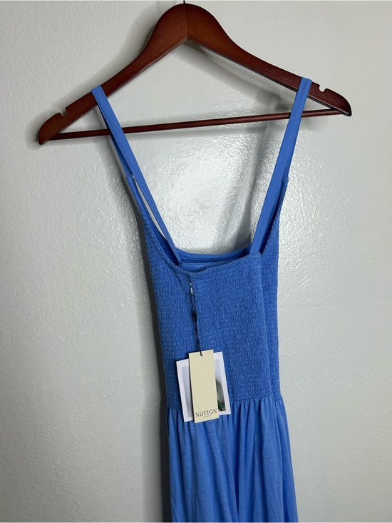Nation LA 100% Cotton Penelope Smocked Midi Dress in Blue Laguna
