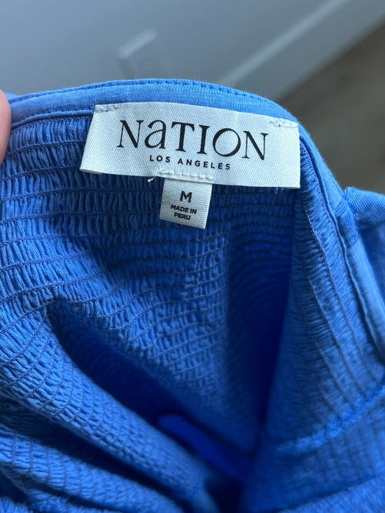 Nation LA 100% Cotton Penelope Smocked Midi Dress in Blue Laguna