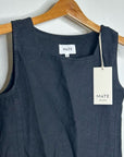 MATE The Label 100% Organic Linen Sqaure Neck Mini Dress Black