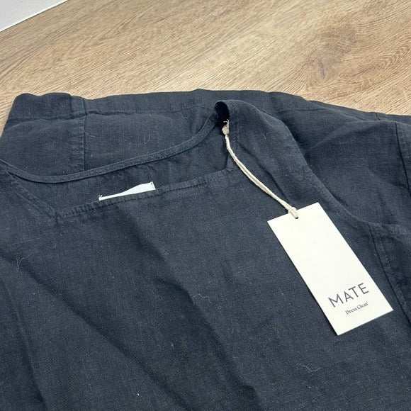 MATE The Label 100% Organic Linen Sqaure Neck Mini Dress Black
