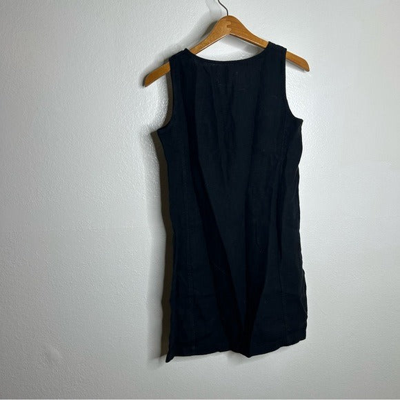 MATE the Label MATE The Label 100% Organic Linen Sqaure Neck Mini Dress Black - Linen