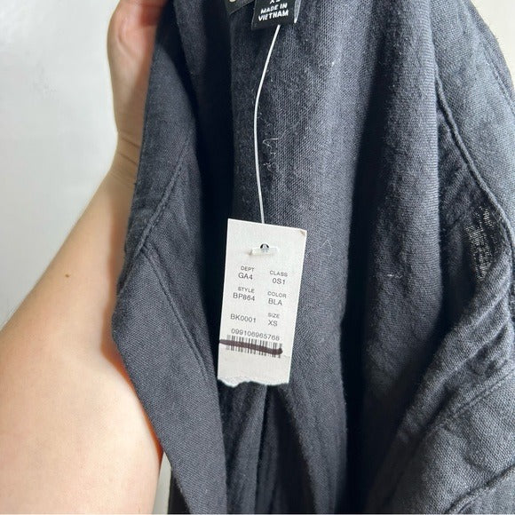 J. Crew 100% Cotton Gauze  V- Neck Shirtdress in Black