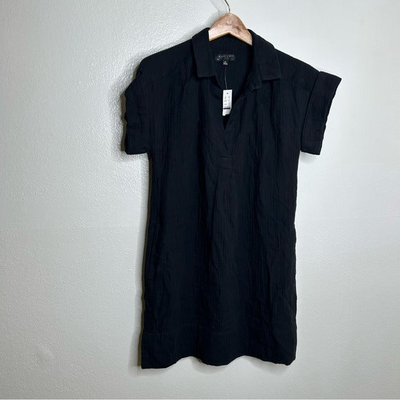 J. Crew J. Crew 100% Cotton Gauze  V- Neck Shirtdress in Black - Cotton