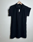 J. Crew 100% Cotton Gauze  V- Neck Shirtdress in Black