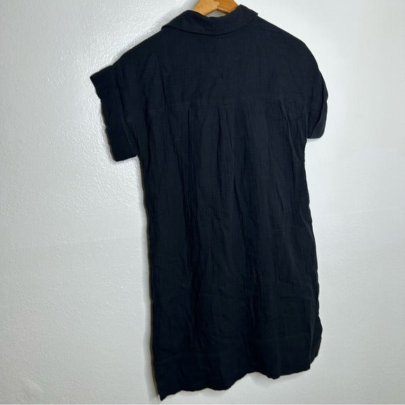 J. Crew J. Crew 100% Cotton Gauze  V- Neck Shirtdress in Black - Cotton