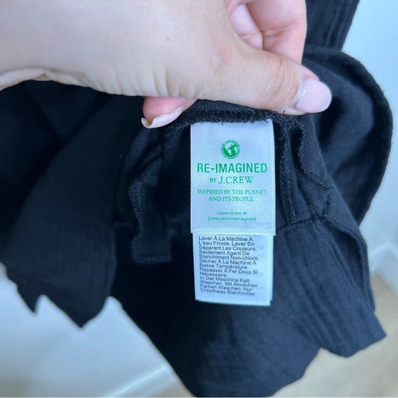 J. Crew 100% Cotton Gauze  V- Neck Shirtdress in Black