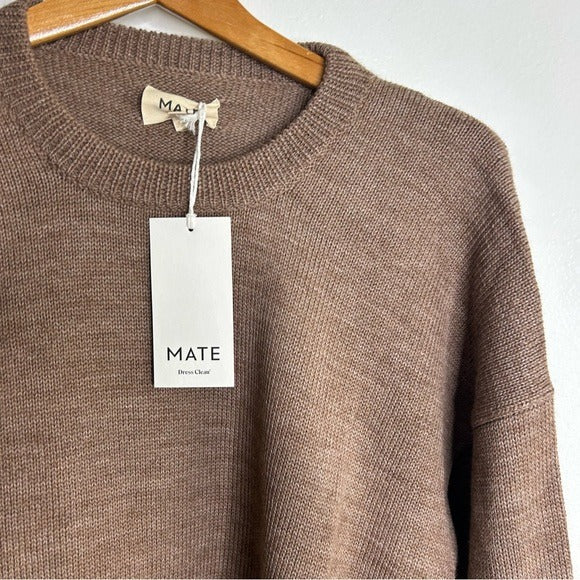 MATE The Label Merino Wool Alpaca Soft Perfect Crew Neck Knit Sweater