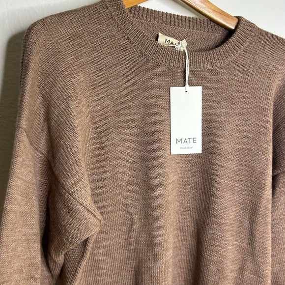 MATE The Label Merino Wool Alpaca Soft Perfect Crew Neck Knit Sweater