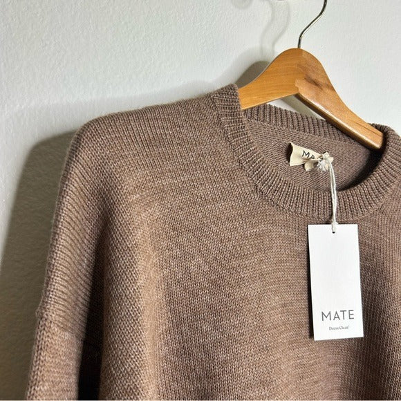 MATE the Label MATE The Label Merino Wool Alpaca Soft Perfect Crew Neck Knit Sweater - Merino Wool, Wool, Alpaca