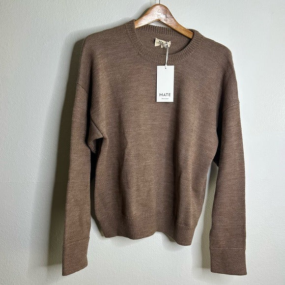 MATE The Label Merino Wool Alpaca Soft Perfect Crew Neck Knit Sweater