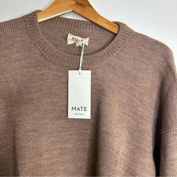 MATE The Label Merino Wool Alpaca Soft Perfect Crew Neck Knit Sweater