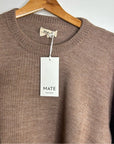MATE The Label Merino Wool Alpaca Soft Perfect Crew Neck Knit Sweater