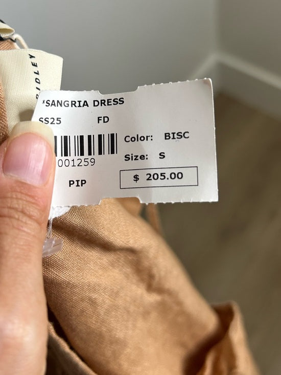 Pippa Ridley 100% Linen Sangria Balloon Sleeve Lightweight Dress in Biscuit