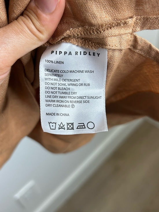 Pippa Ridley 100% Linen Sangria Balloon Sleeve Lightweight Dress in Biscuit