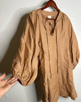 Pippa Ridley 100% Linen Sangria Balloon Sleeve Lightweight Dress in Biscuit