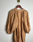 Pippa Ridley 100% Linen Sangria Balloon Sleeve Lightweight Dress in Biscuit