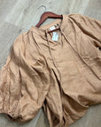Pippa Ridley 100% Linen Sangria Balloon Sleeve Lightweight Dress in Biscuit