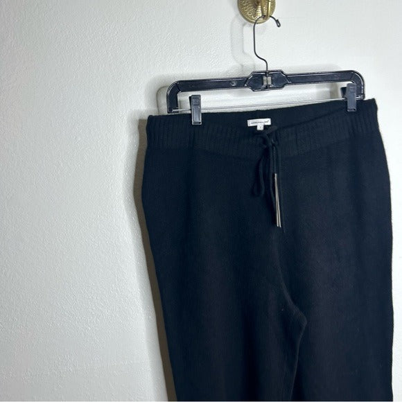 Unsubscribed 100% Cashmere Black Jogger Style Drawstring Pull on Pant