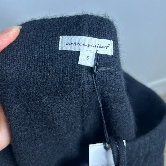 Unsubscribed 100% Cashmere Black Jogger Style Drawstring Pull on Pant