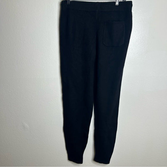 Unsubscribed 100% Cashmere Black Jogger Style Drawstring Pull on Pant