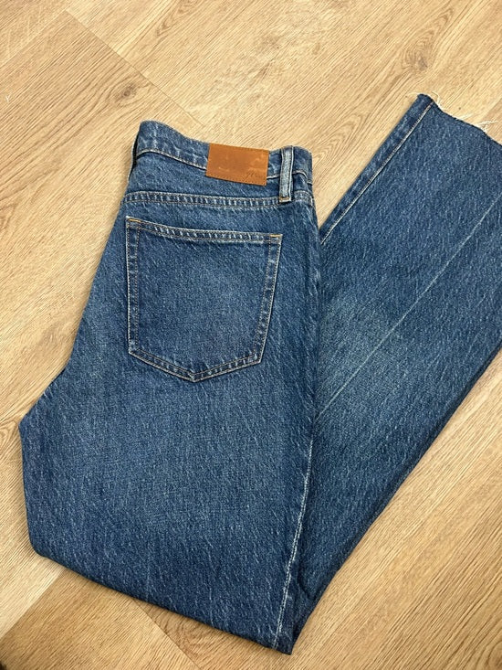J. Crew 100% Cotton Denim Full Length Demi Boot Leg Jean Leather Patch