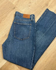 J. Crew 100% Cotton Denim Full Length Demi Boot Leg Jean Leather Patch