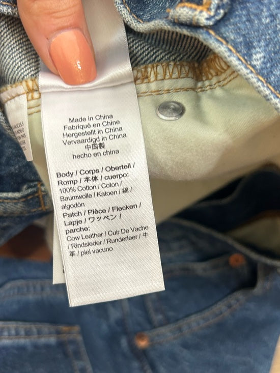 J. Crew 100% Cotton Denim Full Length Demi Boot Leg Jean Leather Patch