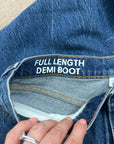 J. Crew 100% Cotton Denim Full Length Demi Boot Leg Jean Leather Patch