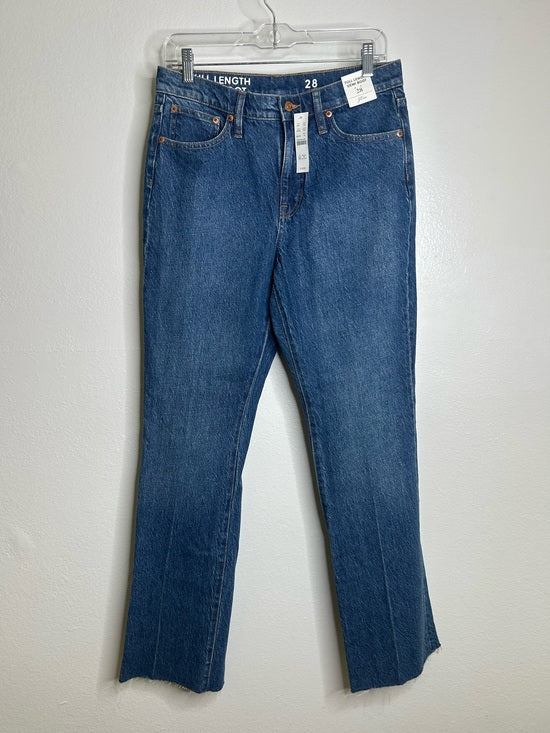 J. Crew 100% Cotton Denim Full Length Demi Boot Leg Jean Leather Patch