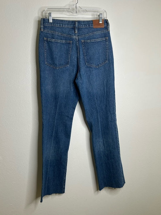 J. Crew 100% Cotton Denim Full Length Demi Boot Leg Jean Leather Patch