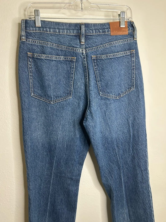 J. Crew 100% Cotton Denim Full Length Demi Boot Leg Jean Leather Patch