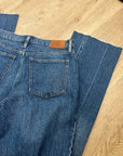 J. Crew 100% Cotton Denim Full Length Demi Boot Leg Jean Leather Patch