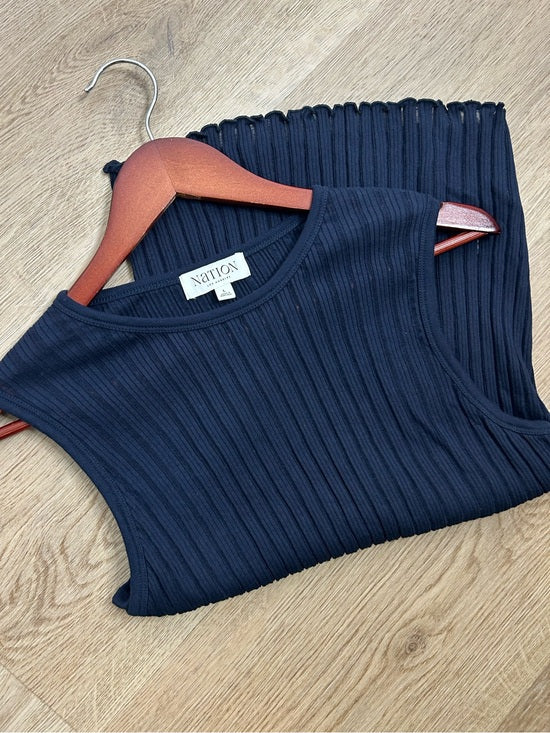 Nation LTD Nation LA 100% Organic Cotton Knit Ribbed Tank Top Ribbed In Night Sky - Cotton