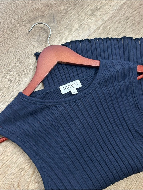 Nation LTD Nation LA 100% Organic Cotton Knit Ribbed Tank Top Ribbed In Night Sky - Cotton