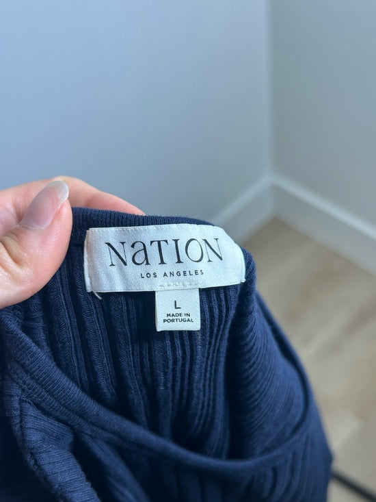 Nation LA 100% Organic Cotton Knit Ribbed Tank Top Ribbed In Night Sky