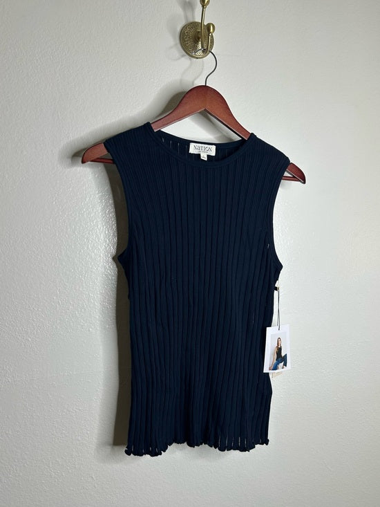Nation LTD Nation LA 100% Organic Cotton Knit Ribbed Tank Top Ribbed In Night Sky - Cotton