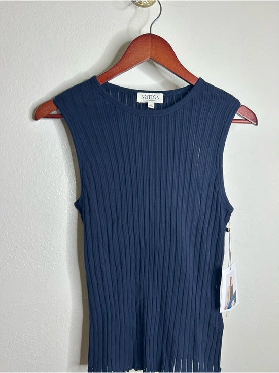 Nation LTD Nation LA 100% Organic Cotton Knit Ribbed Tank Top Ribbed In Night Sky - Cotton